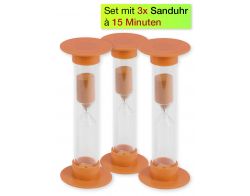 Einfache Maxi-Sanduhren 15 Minuten, orange, 3er-Pack