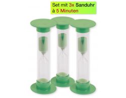 Einfache Maxi-Sanduhren 5 Minuten, grün, 3er-Pack